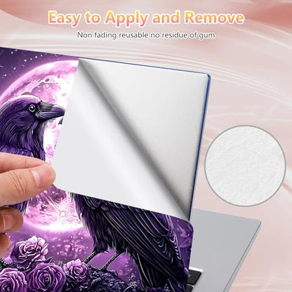 Laptop Skin Sticker Decal 12" 13" 13.3" 14" 15" 15.6",Waterproof Scratch Resistant Vinyl,Reusable Easy to Apply,for MacBook HP Dell Notebooks Netbooks Laptop,2 Wrist Pads,Crow Couple Purple - color: Crow Couple Purple