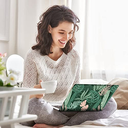 AIMSA Laptop Skin Sticker Decal, 12 13 13.3 14 15 15.4 15.6 inch Laptop Art Decal Protector Notebook Netbook PC 15.6" Universal Vinyl Cover, Pink Green Leaves - color: Pink Green Leaves