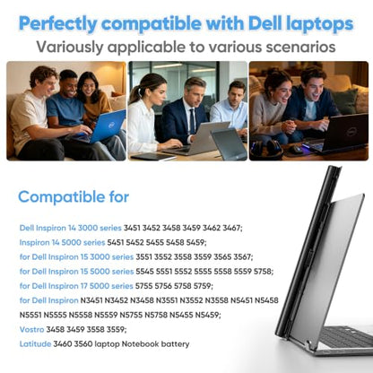 38.48Wh M5Y1K Laptop Battery Replacement for Dell Inspiron 5310 5320 5330 5410 5418 5510 5515 5518 5625 5630 5635 3510 3511 3515 Latitude 3320 3330 3420 3520 Vostro 3515 3525 5620 5625 TN70C - size: V6W33