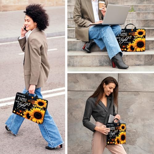 Laptop Bag,14 15 15.6 inch Laptop Case Sleeve,Computer Sleeve with Handle for Women Men,Carrying Case for MacBook,Dell,Lenovo,Notebook Computer,Sunflower Glitter Bible - color: Sunflower Glitter Bible
