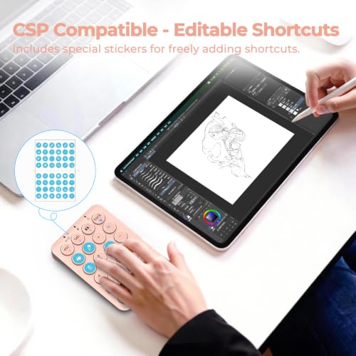 iClever Bluetooth Number Pad, 22 Keys Wireless Numeric Keypad, Rechargeable Mini Portable Numpad with Custom Stickers, Financial Accounting, Data Entry, Compatible with Laptop, Mac, Surface Pro, PC - color: Pink