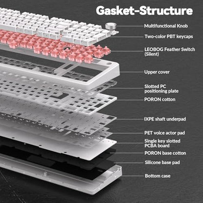 AULA F99 Pro Wireless Mechanical Keyboard-Silent Version,BT5.0/2.4GHz/USB-C Hot Swappable Custom Keyboard,Gasket Structure,Pre-lubed Linear Switches RGB Backlit Computer Gaming Keyboards,White - color: White