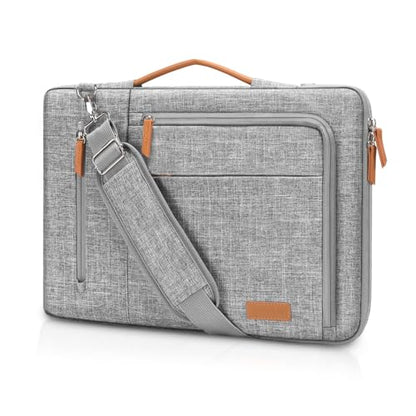 MOSISO Laptop Shoulder Bag 15.6 inch, 15-16 inch Protective Computer Bags | Compatible with MacBook Pro 16/Air 15, HP Dell Lenovo Asus, Side Open Laptop Sleeve Bag with Trolley Sleeve&4 Pockets,Gray