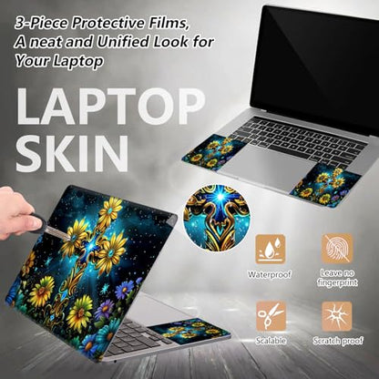 Laptop Skin Sticker for 12.1”-15.6“ Laptops (Fits 13”, 13.3”, 14”, 15”, 15.4”) | Protective Universal Reusable Vinyl Art Decal Cover | Waterproof & Scratch-Resistant-Floral Cross - color: Floral Cross