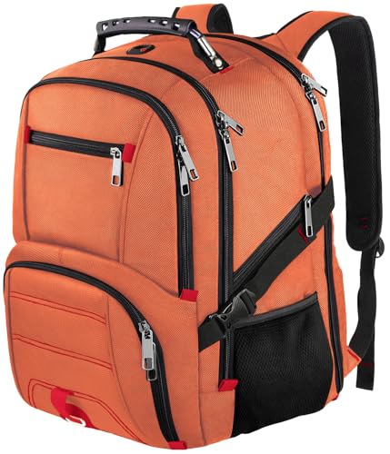 LTINVECK Travel Laptop Backpack,Extra Large Backpack for Men,Big 17 Inch Computer bag Tech Backpack - color: Full Orange