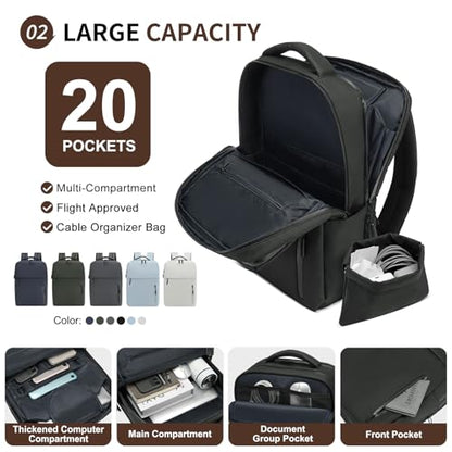 Lightweight Commute Backpack for Men & Women, Water-Resistant Travel Daypack with 15.6-Inch Laptop Compartment & Anti-Theft Pockets, Black - color: Black