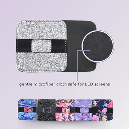 Eco-Fused 6X Screen Cleaning Pads - Gliiter Floral Microfiber Cleaning Cloth Pads - Screen Cleaner Screen Wipes for Electronics - Glasses Cleaning Cloths - Tablets, Laptops, Tv, Smartphones - color: Floral - 6 Pack