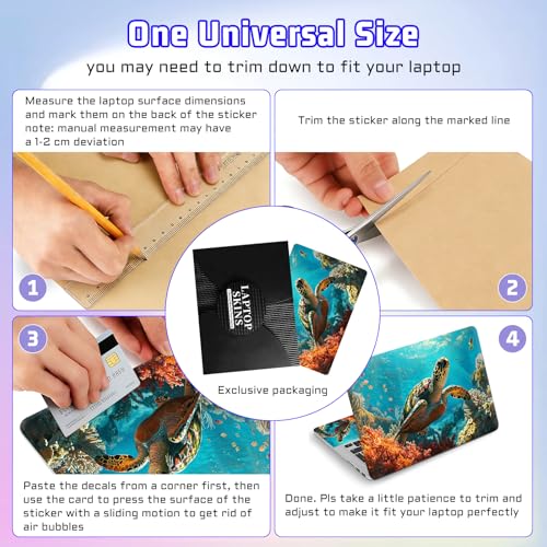 Universal Laptop Skin Sticker Decal, Compatible with MacBook HP Dell Lenovo 12"-15.6", Reusable Vinyl Notebook Cover 3PCS Set, High-Recognition Film-Sea Turtle - color: Sea Turtle