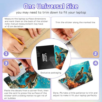 Universal Laptop Skin Sticker Decal, Compatible with MacBook HP Dell Lenovo 12"-15.6", Reusable Vinyl Notebook Cover 3PCS Set, High-Recognition Film-Sea Turtle - color: Sea Turtle
