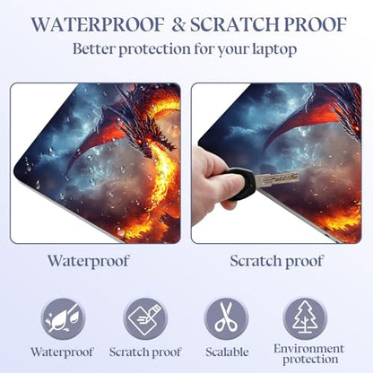 Universal Laptop Skin Sticker Decal,15.6 Inch Laptop Vinyl Cover for 13" 14" 15.6" Laptop,Scratch-Resistant Waterproof Protector Wrap,Reusable with Wrist Pads,Fiery Dragon - color: Fiery Dragon