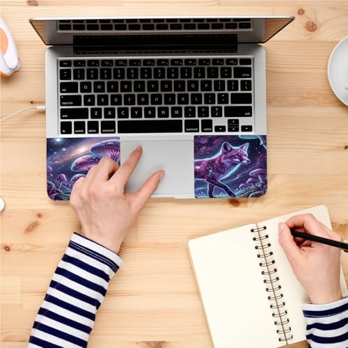 Universal Laptop Skin, DIY Cut-to-Fit Vinyl Cover Compatible with HP, Dell, Lenovo, Mac (13.3" to 15.6"), Anti-Scratch, No Residue & Bubble-Free Protective Decal Sticker, Galaxy Fox Mushroom - color: Galaxy Fox Mushroom