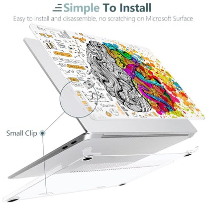 Batianda Case for Microsoft Surface Laptop 13 inch 2025 2026,Creative Brain | Fits Model 2095, Artistic Patterns Ultra-Slim Lightweight Scratch-Resistant Hard Shell with Professional Protection - color: Brain