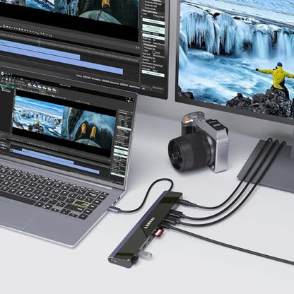 USB C Laptop Docking Station with 100W Power Adapter, iVANKY 12-in-1 85W PD Dock, Dual 4K HDMI Display Thunderbolt 3/4 Dock for Dell, HP, Lenovo, Asus,Surface, etc, USB 3.0， Ethernet, 2HDMI, SD/TF