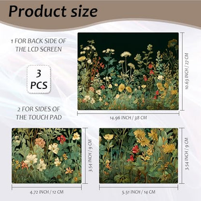 Laptop Skin 12.1-15.6 inch Removable Universal Reusable Laptop Sticker Decal,Waterproof No Residue Vinyl Cover,Scratch-Resistant Cuttable Full Wrap Sticker for Notebook, Dark Green Wildflower - color: Dark Green Wildflower