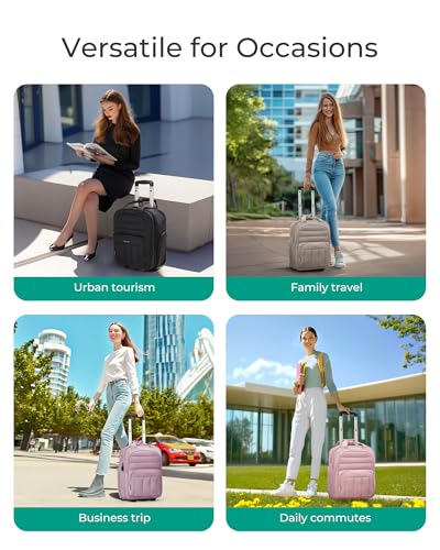 BAGSMART Small Underseat Carry on Luggage with Wheels, 16 inch Small Under Seat Luggage, Lightweight Travel Suitcase for Women, Baby Pink - color: Pink