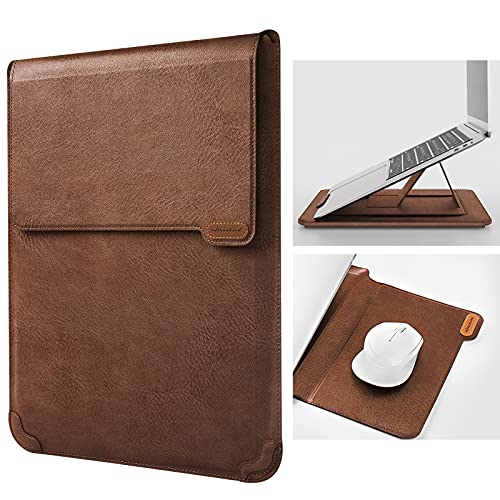 Nillkin Laptop Sleeve 13 inch (3-in-1), MacBook Sleeve with Adjustable Stand & Mouse Pad, 2 Stand Modes, 13 inch Laptop Case, Slim MacBook Accessories for Samsung/Surface/Chromebook/HP 12-14'', Brown - color: Brown