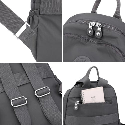 Tanweibago Mini Nylon Women Backpacks,11L Small Ladies backpacks Casual Lightweight Women Shopping Travel Daypack (Neutral Gray) - color: Neutral Gray