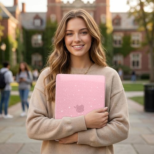 DONGKE Glitter Case for MacBook Neo 13 Inch 2026 (Model A3404 | A18 Pro Chip) | Clear Sparkly Hard Shell Cover with Screen Protector & Keyboard Cover & 2 USB-C Adapters - Bling Pink - color: Bling Pink