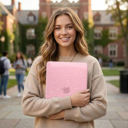DONGKE Glitter Case for MacBook Neo 13 Inch 2026 (Model A3404 | A18 Pro Chip) | Clear Sparkly Hard Shell Cover with Screen Protector & Keyboard Cover & 2 USB-C Adapters - Bling Pink - color: Bling Pink