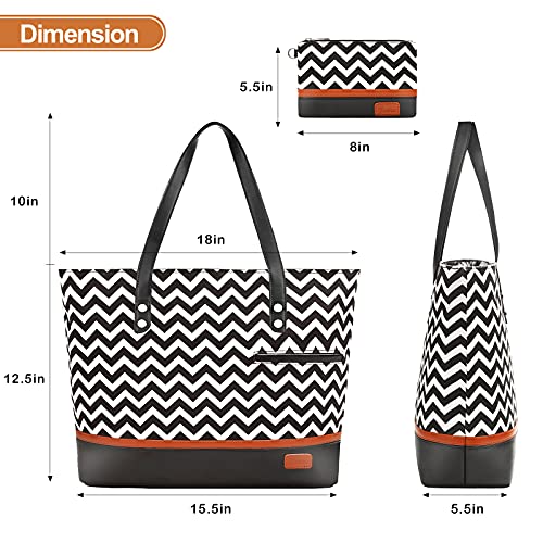 Laptop Tote Bag for Women Large Canvas Womens Briefcase Waterproof Computer Bag Work Bags for Women Fits 15.6 inch Laptop - color: Bwave