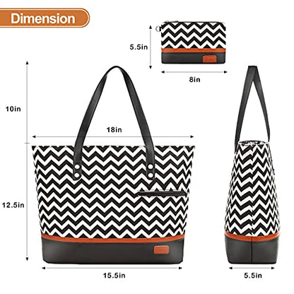 Laptop Tote Bag for Women Large Canvas Womens Briefcase Waterproof Computer Bag Work Bags for Women Fits 15.6 inch Laptop - color: Bwave
