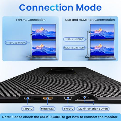 Portable Monitor for Laptop - Laptop Screen Extender HDMI USB C Travel External Display with Stand Gaming Monitor for PC MAC Switch Phone Computer Xbox PS4/5 - D1 - size: 16.1 inch FHD