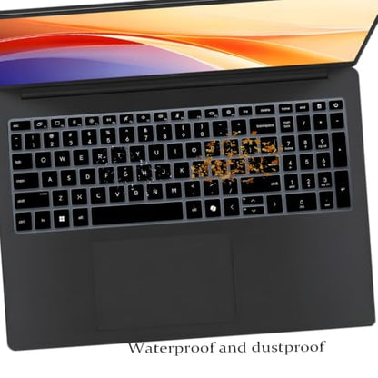 Keyboard Cover for HP OmniBook 3 16-bw 16-by 16-bu 17-dm/dn Series & OmniBook 5 16-by0000nr 16-bw0582nr 16-cf0582nr 17-dm0761nr 17-dn0765nr (NOT FIT OmniBook 5 16-af/ag 16-ba/bc 16-fb)-Black+Clear - color: Black+Clear