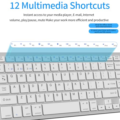 Wireless Bluetooth Keyboard-Number Pad, Multi-Device for Mac/iPad/iPhone | Bluetooth 5.1, low-profile ergonomic design, stable connection. Compatible with Mac, iPad, iPhone, Android, Windows, White - color: white
