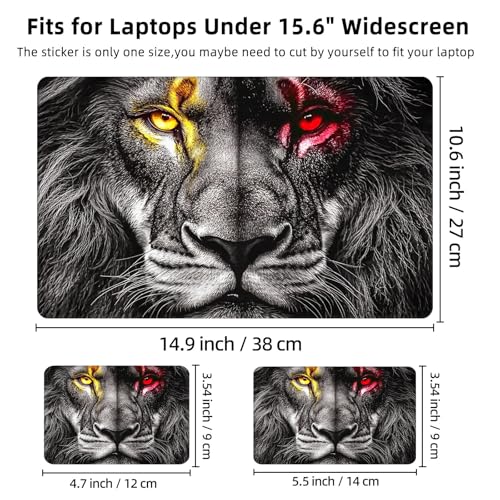 Aesthetic Laptop Skin Cover,12-15.6 Inch Universal Vinyl Sticker Decal,Waterproof Scratch-Resistant Notebook Wrap,Removable Residue-Free Protector,Lion Eyes Fire - color: Lion Eyes Fire