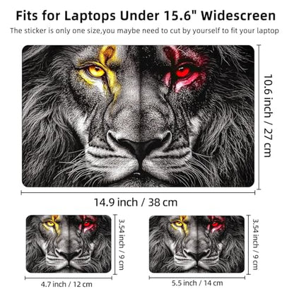 Aesthetic Laptop Skin Cover,12-15.6 Inch Universal Vinyl Sticker Decal,Waterproof Scratch-Resistant Notebook Wrap,Removable Residue-Free Protector,Lion Eyes Fire - color: Lion Eyes Fire