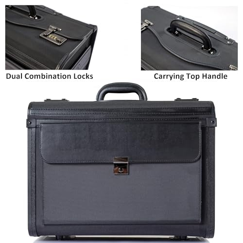 HAMMER ANVIL 19 Wheeled Briefcase Rolling Case Sales Sample Pilot Lawyer Attache - color: Black Ballistic Nylon