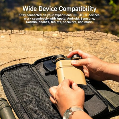 ELECOM NESTOUT Rugged Power Bank, 15000mAh Outdoor Charger, 32W USB C Fast Charging PD, Waterproof IP67, Heavy Duty Shockproof, Tactical Battery Pack for iPhone Tablet Hiking Camping Survival (Beige) - color: Beige