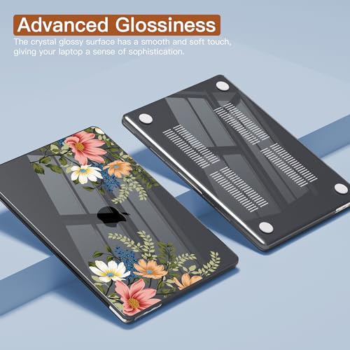 CISSOOK Compatible with MacBook Air 13 inch Case M2 M3 M4 M5 | A3449 A3240 A3113 A2681, 5in1 Set Hard Shell Case Keyboard Cover for MacBook Air 13.6 inch 2022 - 2026,Retro Flower - color: Air13.6inch-Blooming Retro Flower