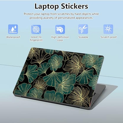 Universal Laptop Skin Sticker with 2 Wrist Pad Skins, Waterproof Scratch Resistant Vinyl Laptop Cover Decal, Cut to Fit for 11–15.6 Inch MacBook HP Dell Lenovo, Ginkgo Leaf - color: Ginkgo Leaf