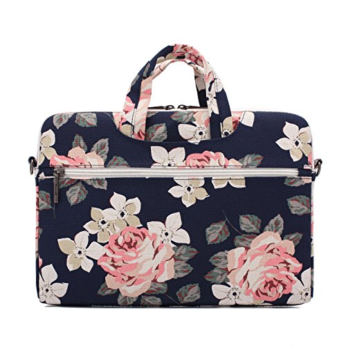 canvaslife White Rose Laptop Bag, 14-15.6 Inch | Shoulder Messenger - color: White Rose, size: 15 inch/15.6 inch