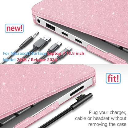 Mektron Glitter Case for 13.8" Microsoft Surface Laptop 8 2026 Fits Surface Laptop 13.8 Inch 7 2024 Cover (Model: 2036),Keyboard Cover +Screen Protector +Dust Plugs, Sparkly Pink - color: Sparkly Pink