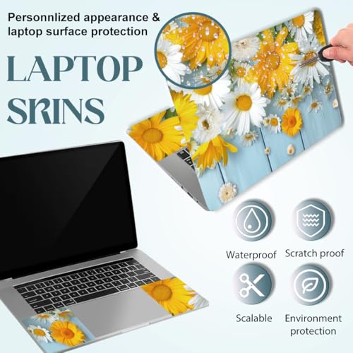 SUPERDANT Laptop Skin Sticker Daisy Flower Laptop Decals Personalized Universal Notebook Computer Wrap Vinyl Skin Stickers Cover Art Decal Removable 12-15.6 Inch Waterproof Scratch-Resistant Gifts - style: Chrysanthemum