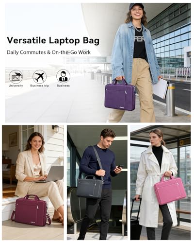 Ferkurn Laptop Bag Case for Women Men Computer Bag Compatible with HP Envy Pavilion Omen/LG Gram/MSI/Dell Inspiron XPS/Lenovo/Acer, Shoulder Strap Carrying Messenger Briefcase, Purple, 15.6 16 Inch - color: Purple, size: 15.6 inch