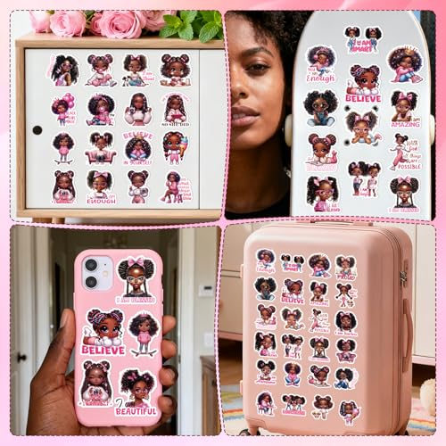 Black Girl Stickers for Women - 100 Pcs Inspirational Water Bottle Stickers for Vision Board, Motivational Waterproof Scrapbook Decals, Vinyl Sticker for Laptop Journaling - style: Black Girl
