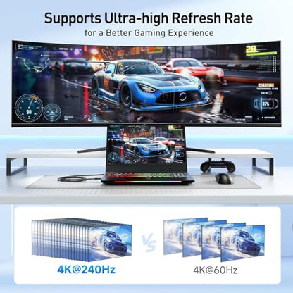 Cable Matters Unidirectional USB C to DisplayPort 1.4 Cable, 6ft | 8K@60Hz / 4K@240Hz, Not for Portable USB C Monitors, Thunderbolt 4 to DisplayPort Cable - size: 6 ft, style: 1-Pack