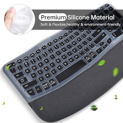 Keyboard Cover for Logitech Wave Keys MK670 Combo Keyboard Skin, Logitech Wave Keys Wireless Ergonomic Keyboard Cover Protector Skin Accessories, Black - color: Black