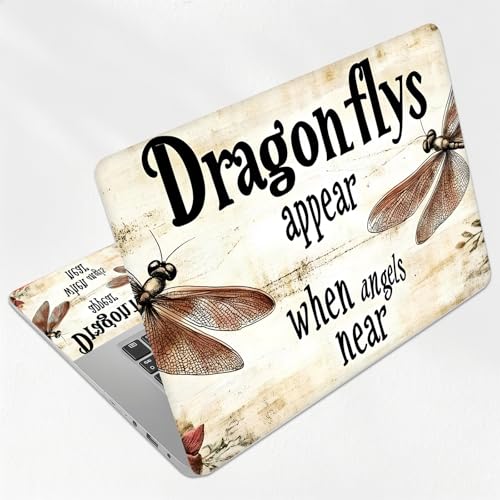 Dragonfly Vintage Quote Art Universal Laptop Skin Sticker 3PCS, Protective Decal Trim-to-Fit 11.6" 13.3" 14" 15.6" Laptop Vinyl Cover, Removable Anti-Scratch Computer Decal Protector - color: Dragonfly Vintage Quote Art