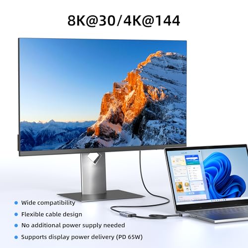 HDMI 2.1 to USB-C Adapter 8K@30Hz,PD 65W,0.5m,for PS5,Xbox,AR Glasses | 8K@30Hz 4K@144Hz, Aluminum Shell, for Xreal, Air Pro, RayNeo, Rokid, Switch, Xbox, PS4/5, Portable Monitors