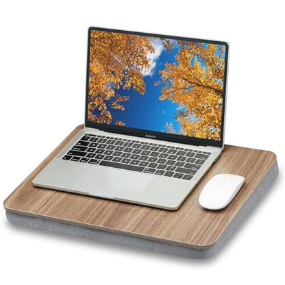 ZEAPTAC Lap Desk with Pillow Cushion, Portable Bed Desk, Fits up to 15.6 inch Laptop, Lap Stand for Bed & Couch & Carpet, Book/Tablet/Drawing Board Stand - Dark Brown Wood - color: Dark Brown Wood
