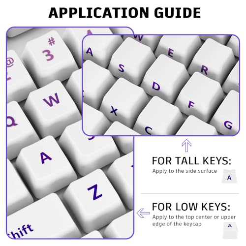 ProElife Gradient Keyboard Letter Stickers with Tweezer, English, Purple | Transfer Printing Peel-Off Film, Leave English Letters on Keys, Keyboard Letters Replacement Stickers for Desktop Computer - color: Purple