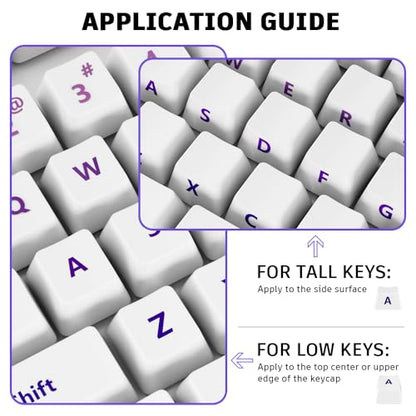 ProElife Gradient Keyboard Letter Stickers with Tweezer, English, Purple | Transfer Printing Peel-Off Film, Leave English Letters on Keys, Keyboard Letters Replacement Stickers for Desktop Computer - color: Purple