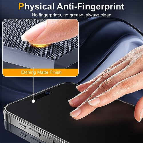 2 Pack Matte Glass Screen Protector for iPhone 15 Pro 6.1-inch 2023 with Easy Installation Frame, Anti-Glare Anti-Fingerprint, No Dazzling, 9H Tempered Glass Film, Dynamic Island Compatible
