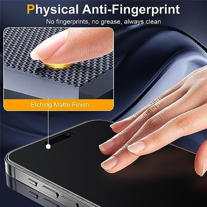 2 Pack Matte Glass Screen Protector for iPhone 15 Pro 6.1-inch 2023 with Easy Installation Frame, Anti-Glare Anti-Fingerprint, No Dazzling, 9H Tempered Glass Film, Dynamic Island Compatible