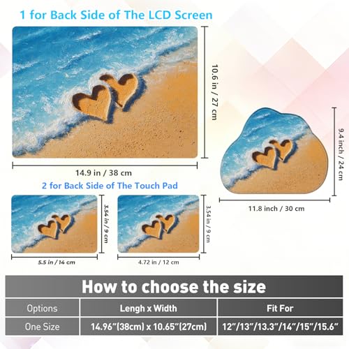 Laptop Skin Sticker Decal 15-15.6 Inch with Cute Mouse Pad, Universal Reusable Vinyl Sticker for 12.1 13 13.3 14 15.4 Inch Netbook and Notebook PC, Beach Love - color: Beach Love