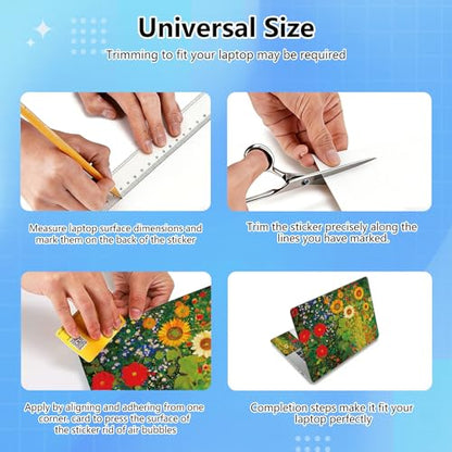 Universal Laptop Skin Sticker Decal for 11.6”12" 13" 13.3" 14" 15" 15.4" 15.6" Reusable Waterproof Scratch-Scratch Resistant Protective Vinyl Laptop Notebook Skin Stickers,Watercolor Flower Sunflower - color: Watercolor Flower Sunflower